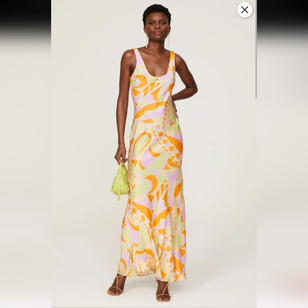 Delfi Collective Donna Maxi Dress Size S Orange and Pink